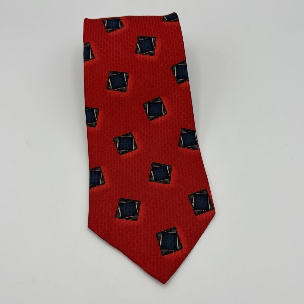 J.Z. Double Black Men’s Silk Tie Made In America Red Black Geometric 3.75”x60”